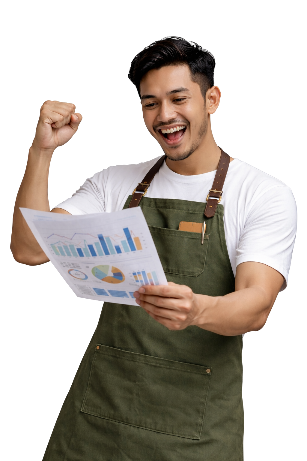 Happy Business Owner with Reports